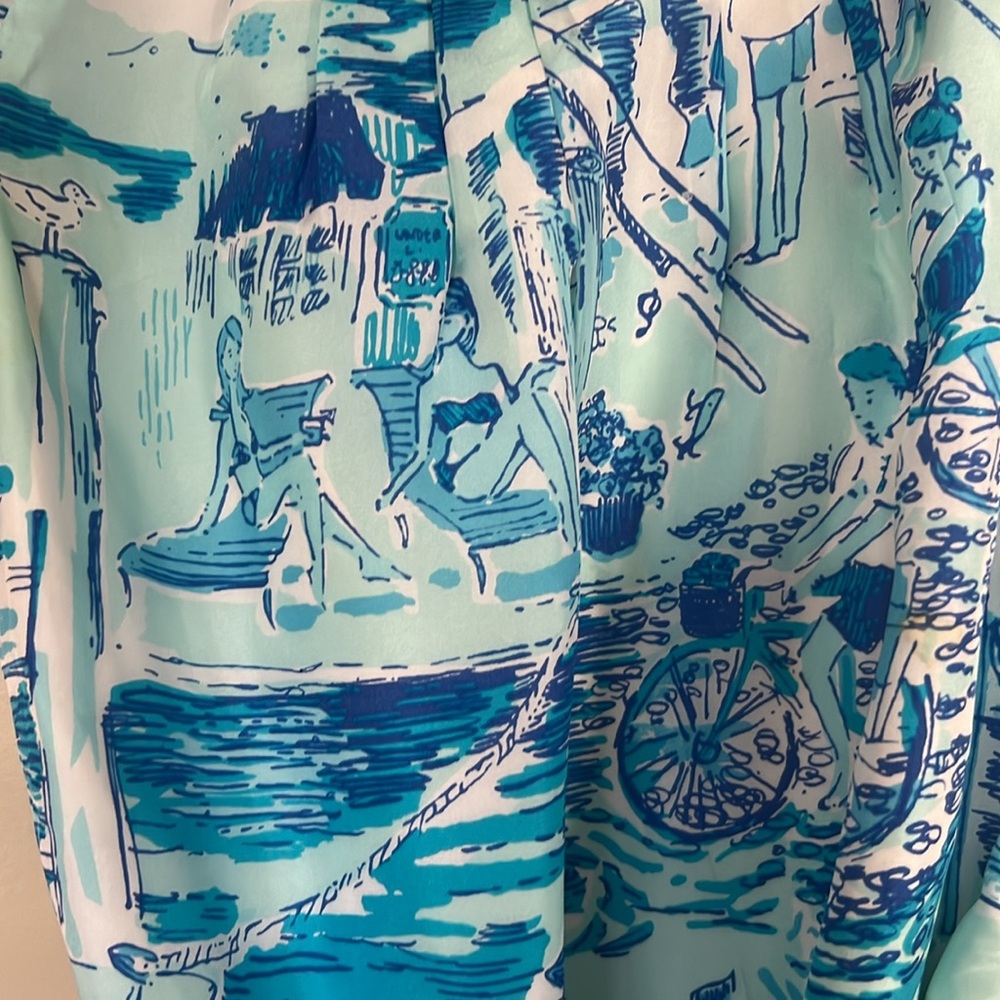 Lilly Pulitzer blue toile silk top XS - Picture 2 of 5